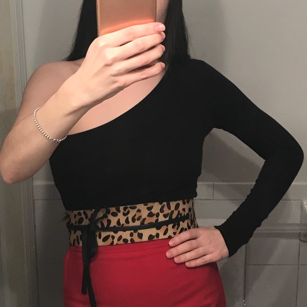 Black top with one sleeve